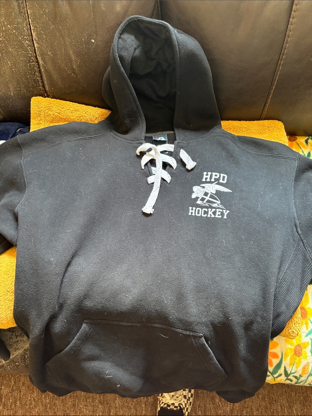 HPD Hockey Black Lace-Up Pullover Hoodie